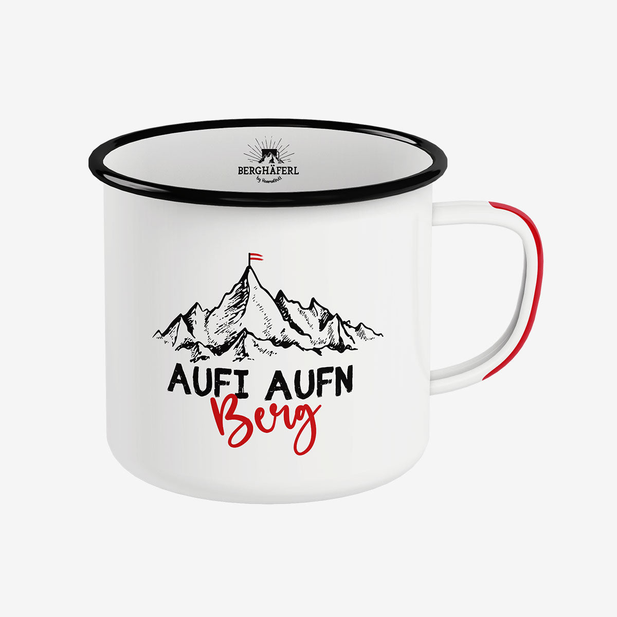 Aufi Aufn Berg Emaille Tasse