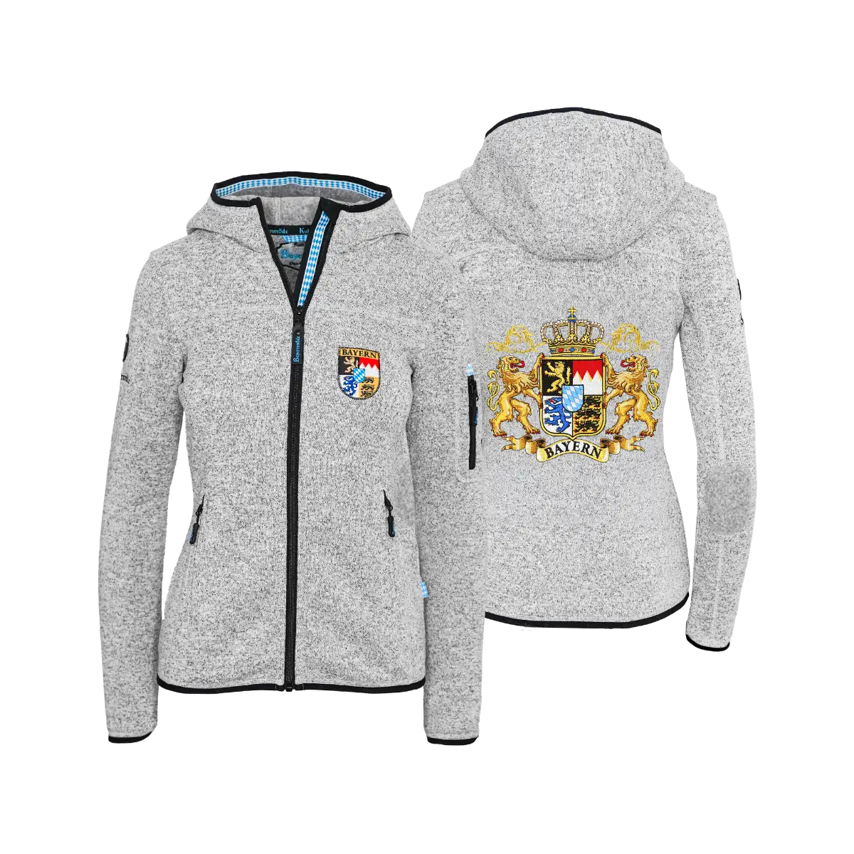 Bayern Strickfleece Jacke Damen hellgrau #Farbe_Hellgrau