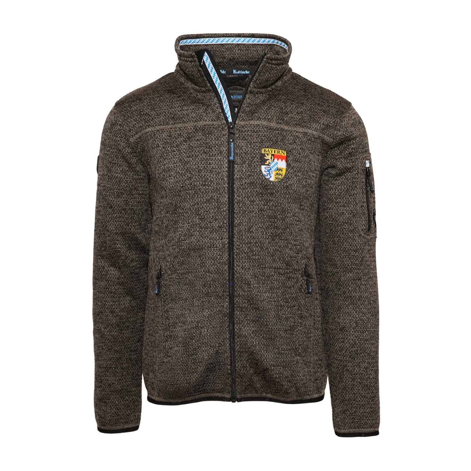 Bayern Strickfleece Jacke dunkelbraun #Farbe_Dunkelbraun-Strick