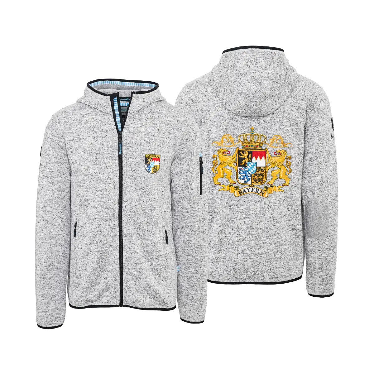 Bayern Strickfleece Jacke hellgrau Herren