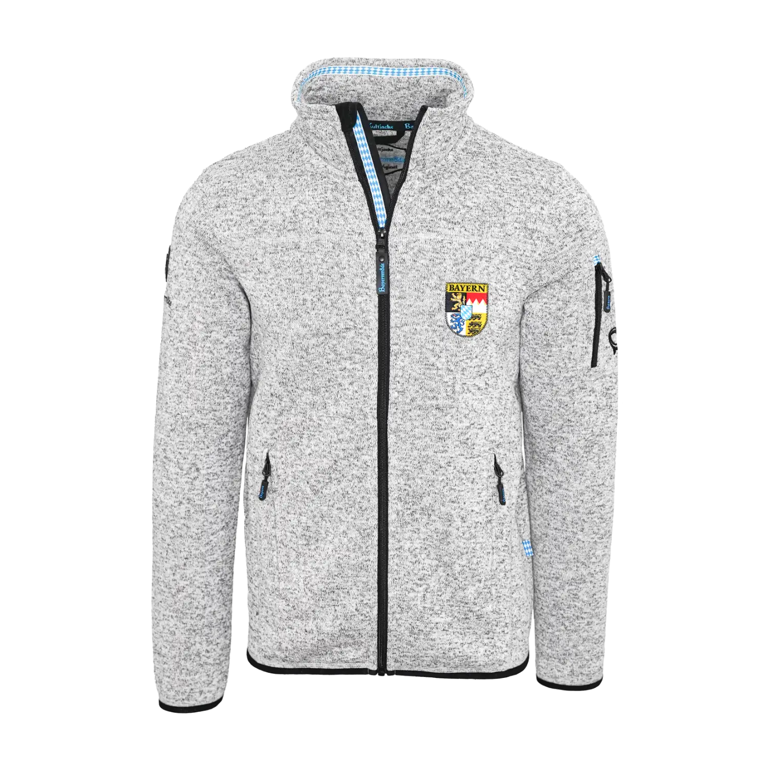 Bayern Strickfleece Jacke ohne Kapuze Herren#Farbe_Hellgrau