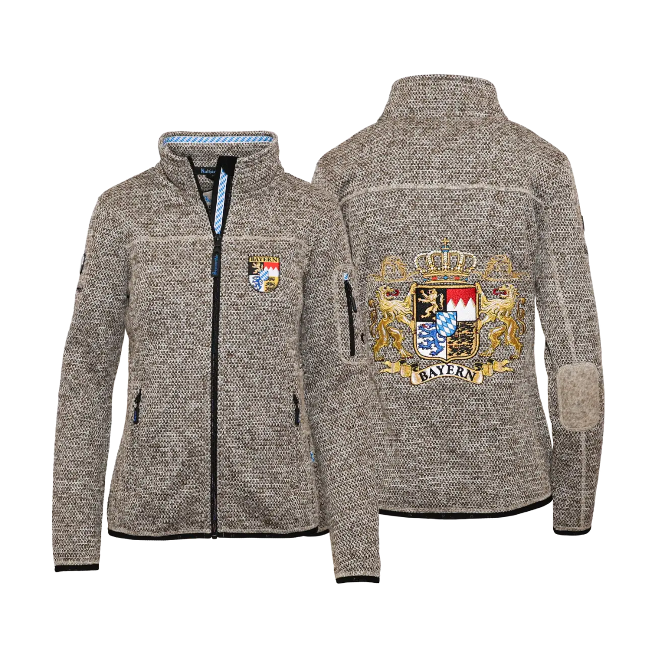 Bayern Strickoptik Jacke für Damen hellbraun #Farbe_Hellbraun-Strick