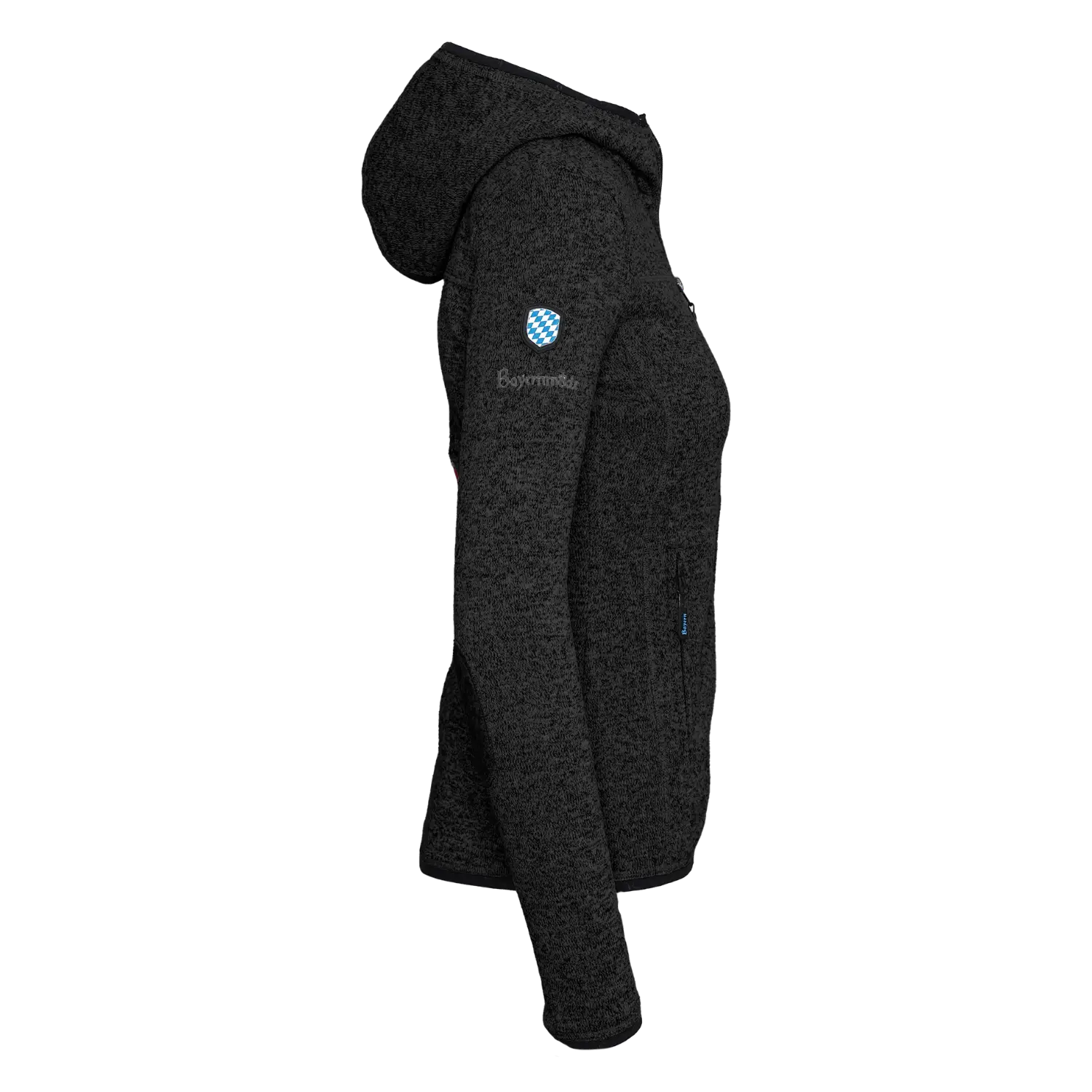 Bayernmode Strickfleece Jacke Damen schwarz #Farbe_Schwarz