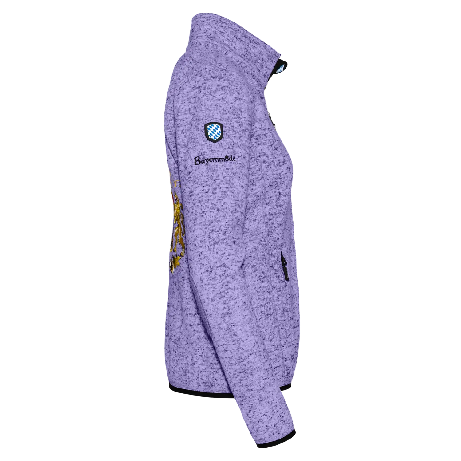 Bayernmode Strickfleece Jacke lila #Farbe_Lila