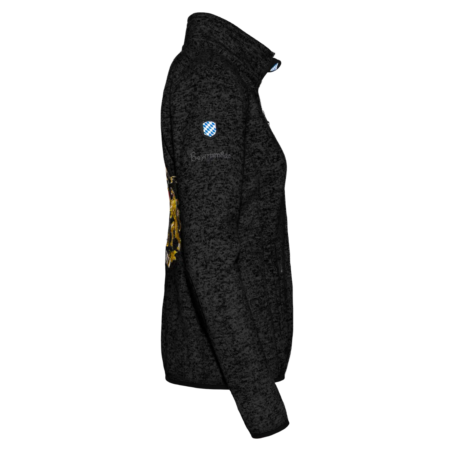 Bayernmode Strickfleece Jacke schwarz Damen #Farbe_Schwarz