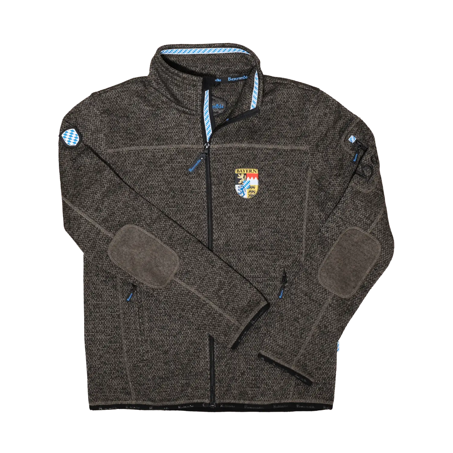 Braune Trachten Strickoptik Jacke Bayern #Farbe_Dunkelbraun-Strick