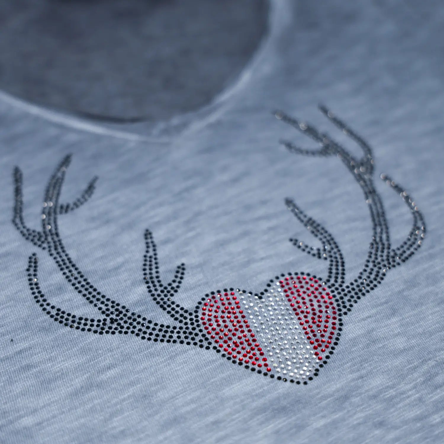 Damen Glitzer Trachten Shirt Herz #Farbe_Dunkelblau
