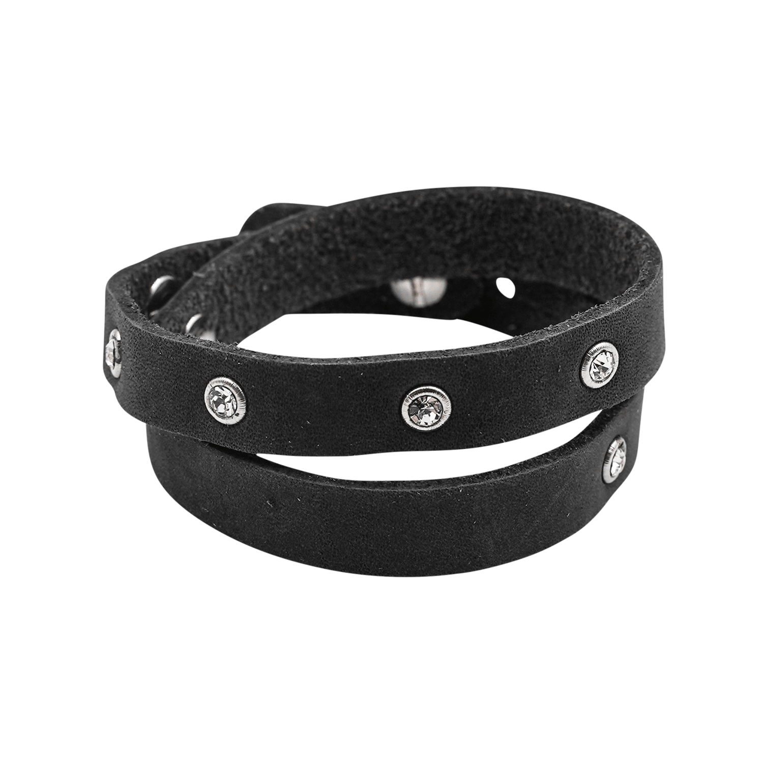 Damen Strass Armband Echtleder schwarz #Farbe_Schwarz