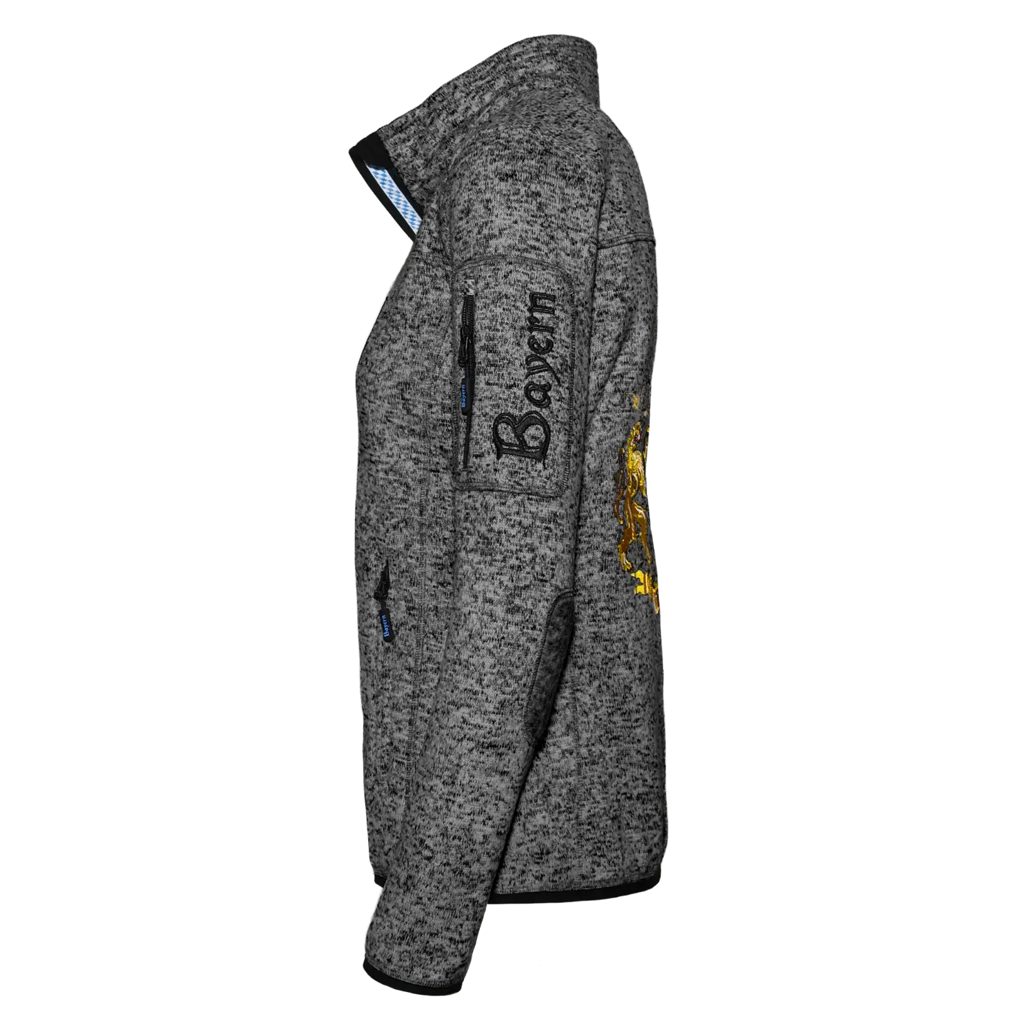 Damen Strickfleece Jacke dunkelgrau Bayern Motiv #Farbe_Dunkelgrau