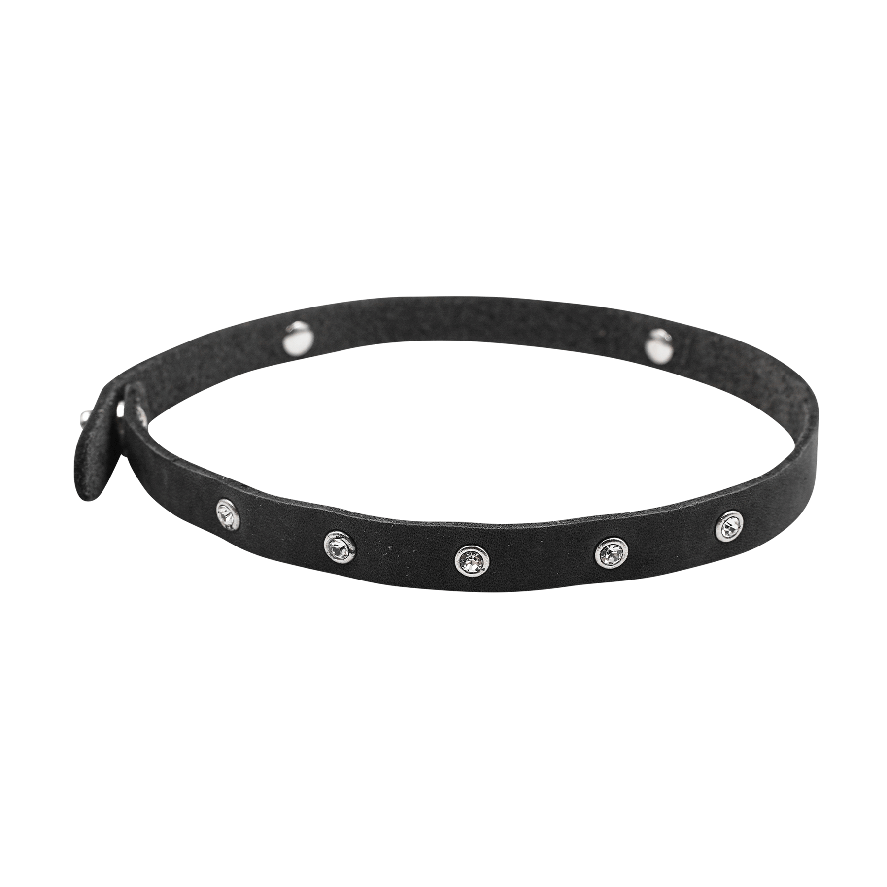 Dirndl Schmuck Lederarmband schwarz mit Strass Steine #Farbe_Schwarz