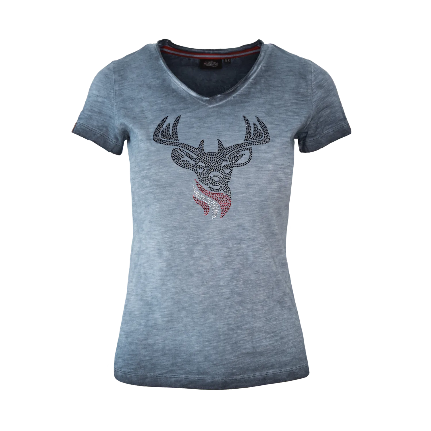 Dunkelblaues Hirsch Glitzer Shirt Damen #Farbe_Dunkelblau