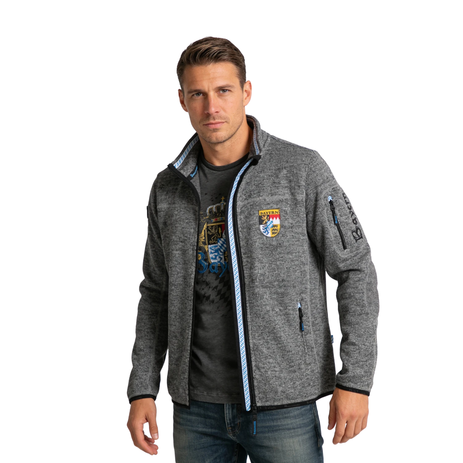 Dunkelgraue Bayern Fleece Weste Herren #Farbe_Dunkelgrau
