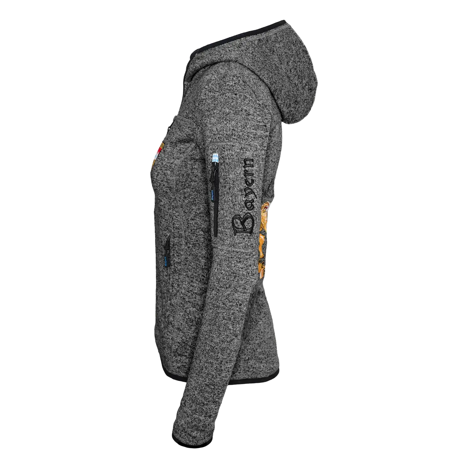 Dunkelgraue Damen Jacke Strickfleece Bayern Wappen #Farbe_Dunkelgrau