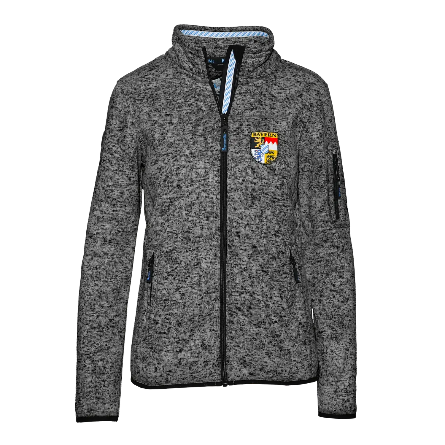 Dunkelgraue Fleece Weste für Damen Bayern Stick #Farbe_Dunkelgrau