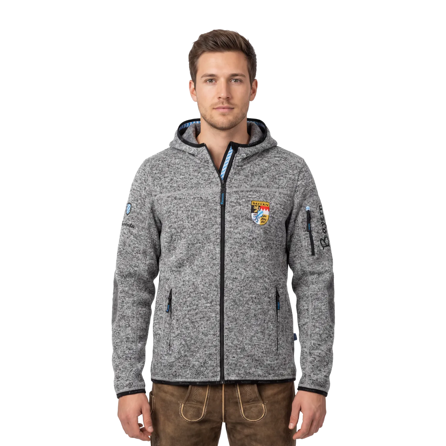 Dunkelgraue Fleece Weste mit Kapuze Herren #Farbe_Dunkelgrau