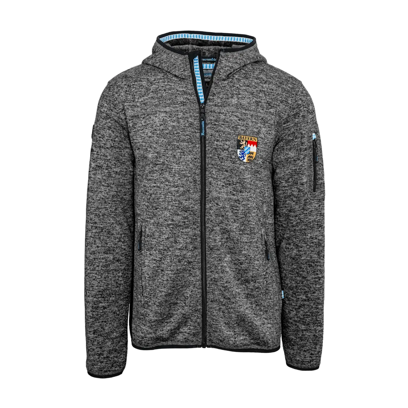 Dunkelgraue Trachten Fleece Jacke Herren #Farbe_Dunkelgrau