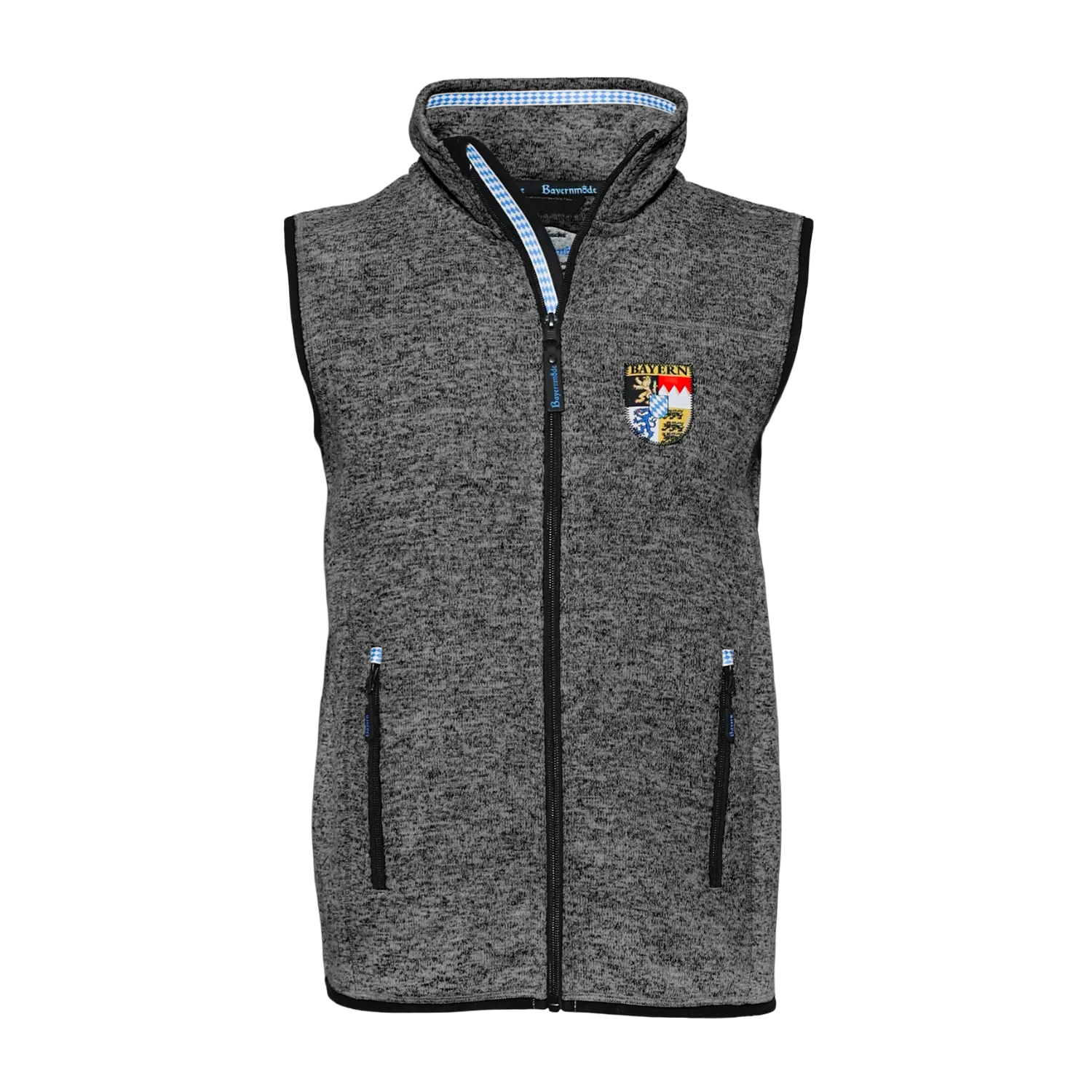 Dunkelgraues Trachten Gilet Herren Bayern Stickerei #Farbe_Dunkelgrau