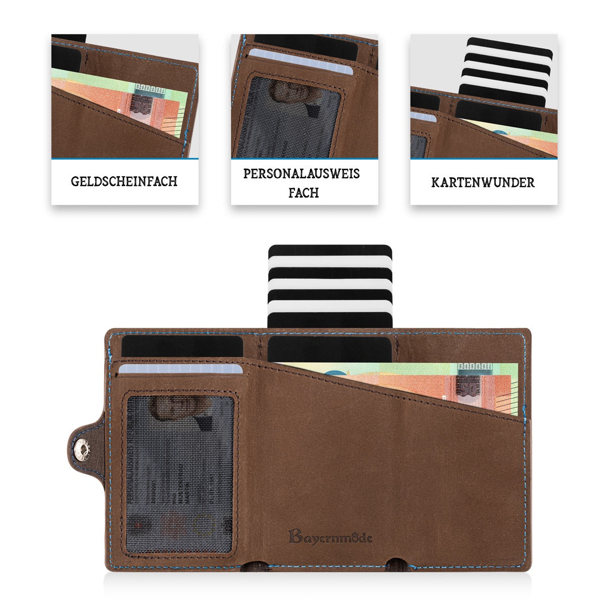echtleder-flip-wallet-bayern-wappen #Farbe_Vintage Braun