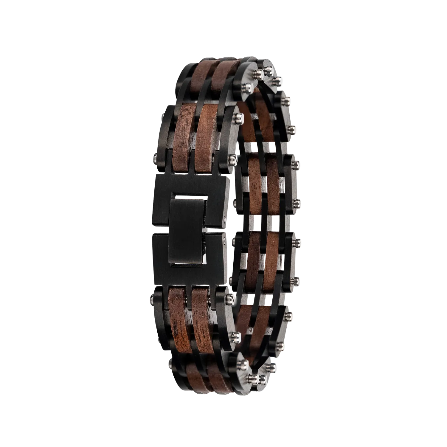 Edles Armband aus Naturholz und Edelstahl