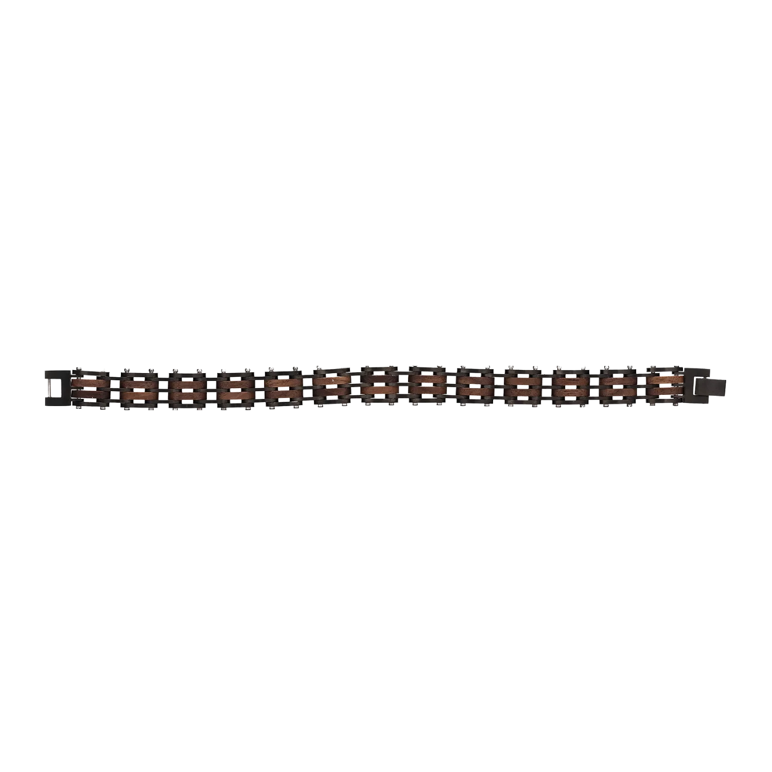 Elegantes Holzarmband mit Edelstahl dunkelbraun