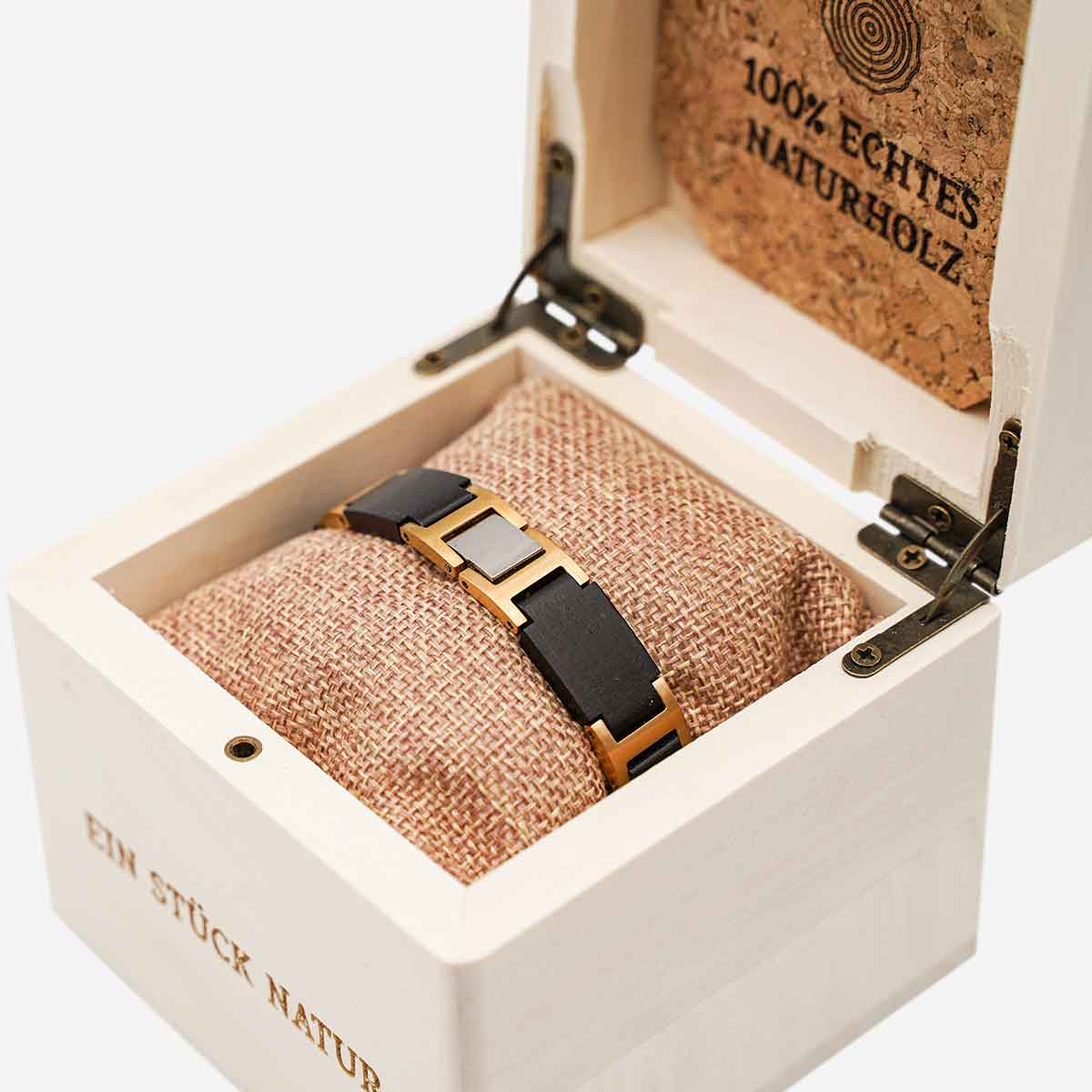 Goldenes Holzarmband für Herren kaufen #Farbe_Blau