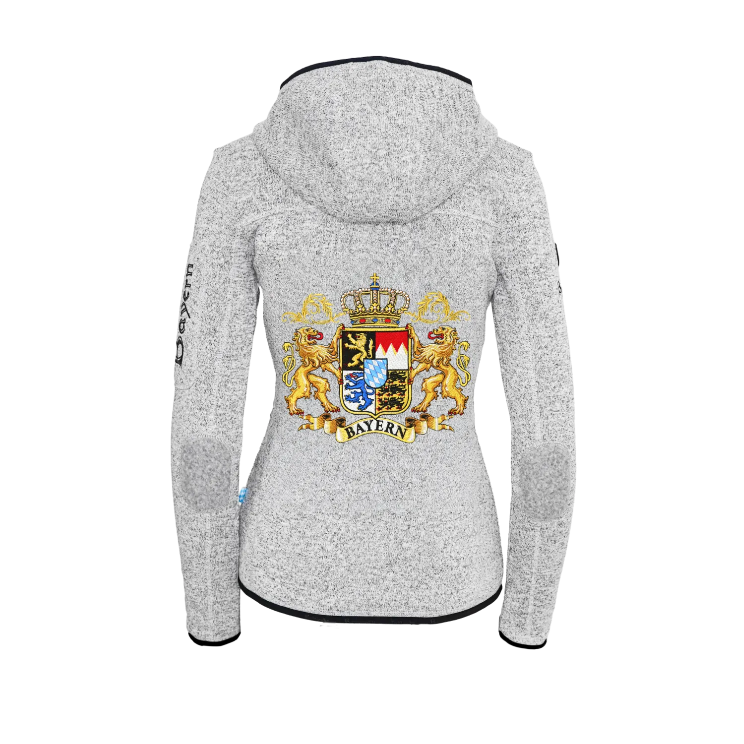 Hellgraue Bayernmode Fleece Jacke für Damen #Farbe_Hellgrau