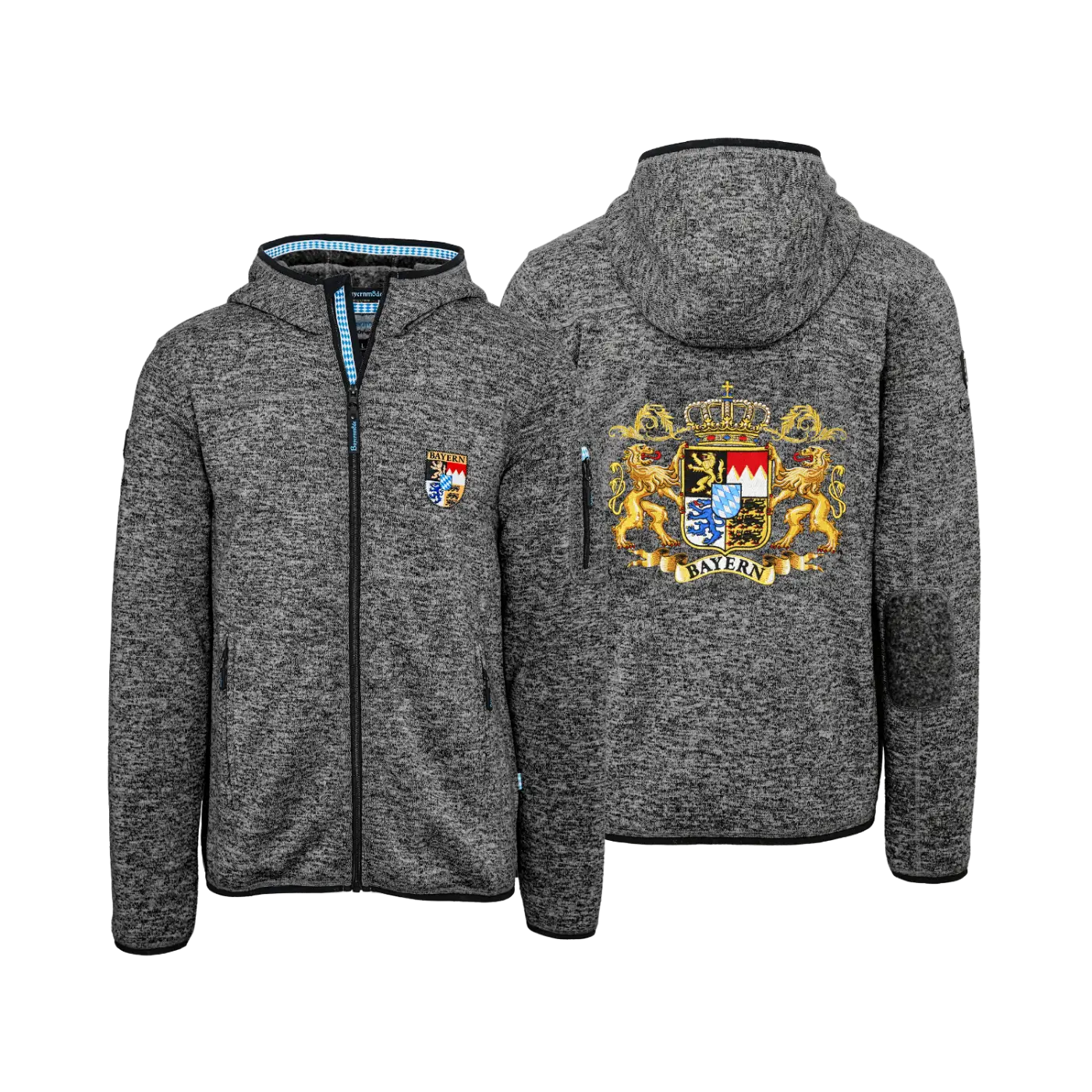 Herren Strickfleece Jacke Bayern#Farbe_Dunkelgrau