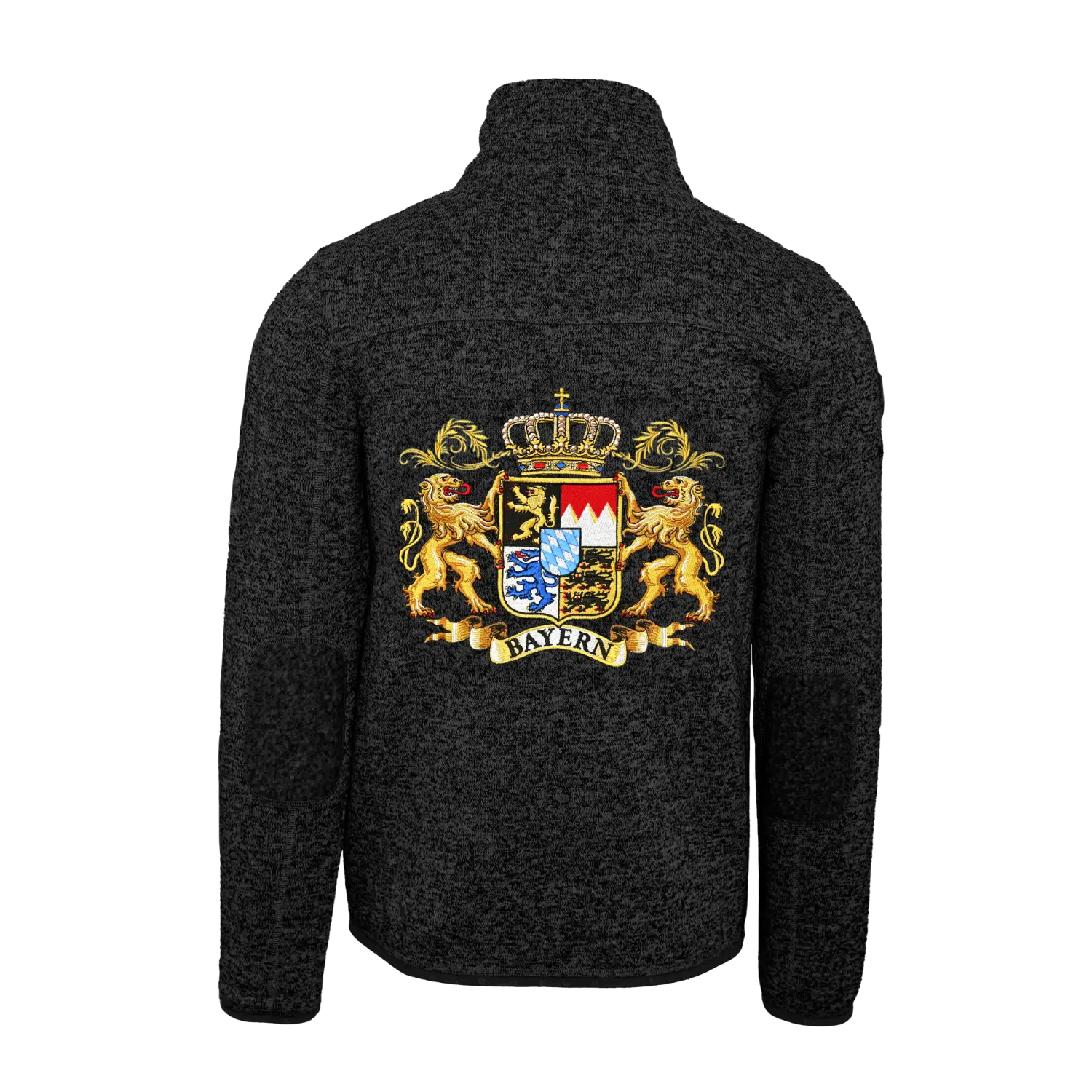 Herren Strickfleece Jacke schwarz Bayern Stickerei #Farbe_Schwarz