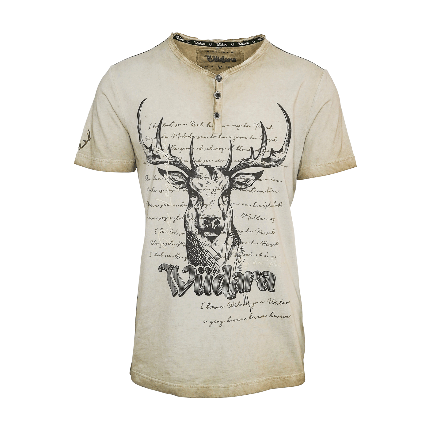 Herren Trachten T-Shirt Hirsch Khaki #Farbe_Khaki