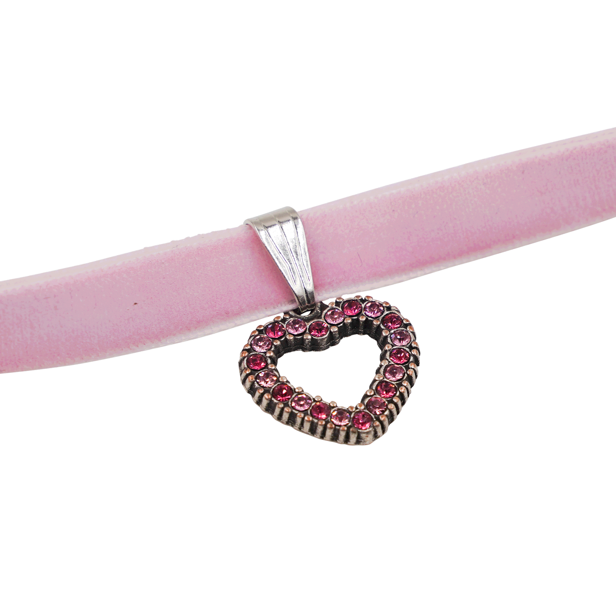 Herz Anhänger mit Strass Steinchen Halskette Damen #Farbe_Rosa