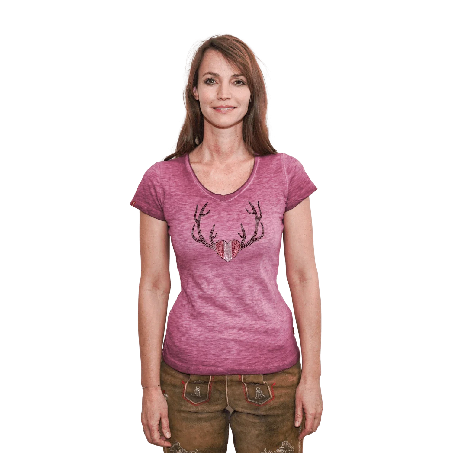 Herz Geweih Glitzer Shirt rosa #Farbe_Rosa