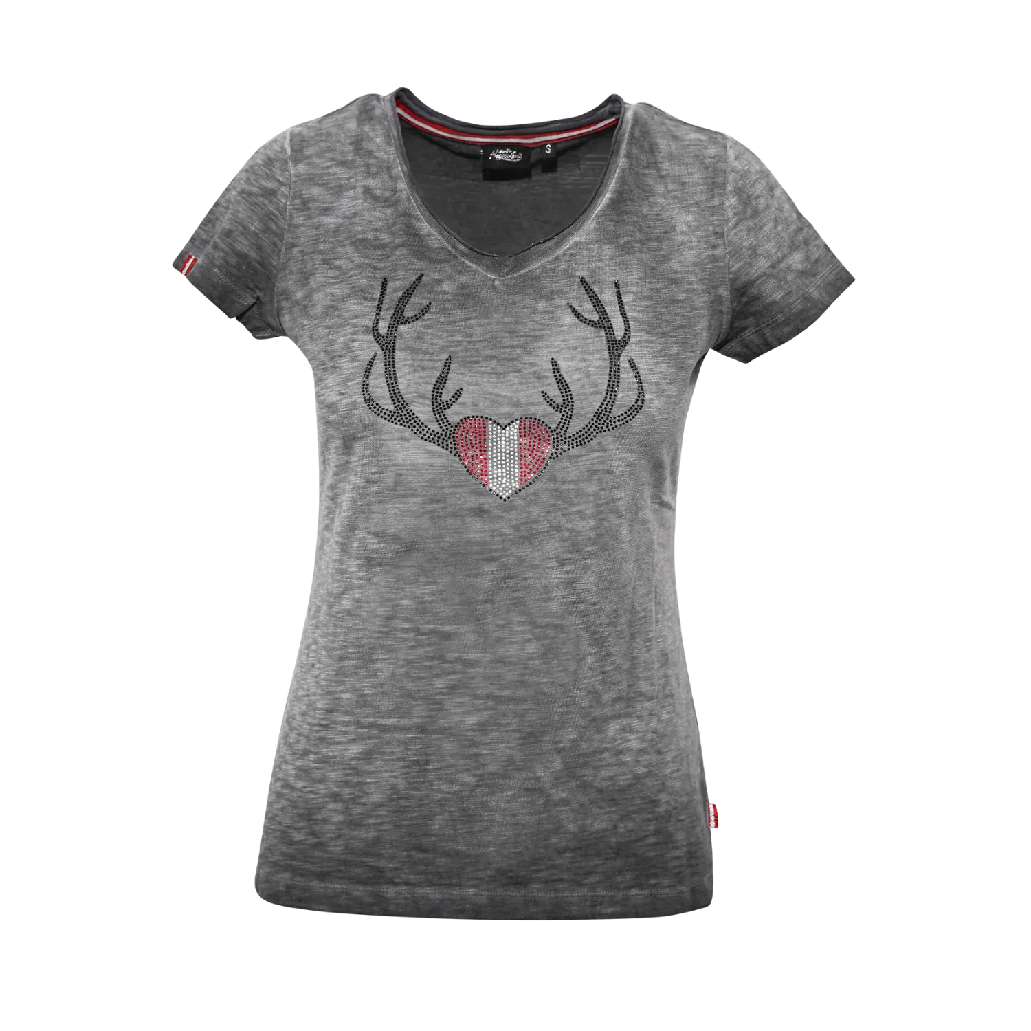 Herz Geweih T-Shirt Damen dunkelgrau #Farbe_Dunkelgrau