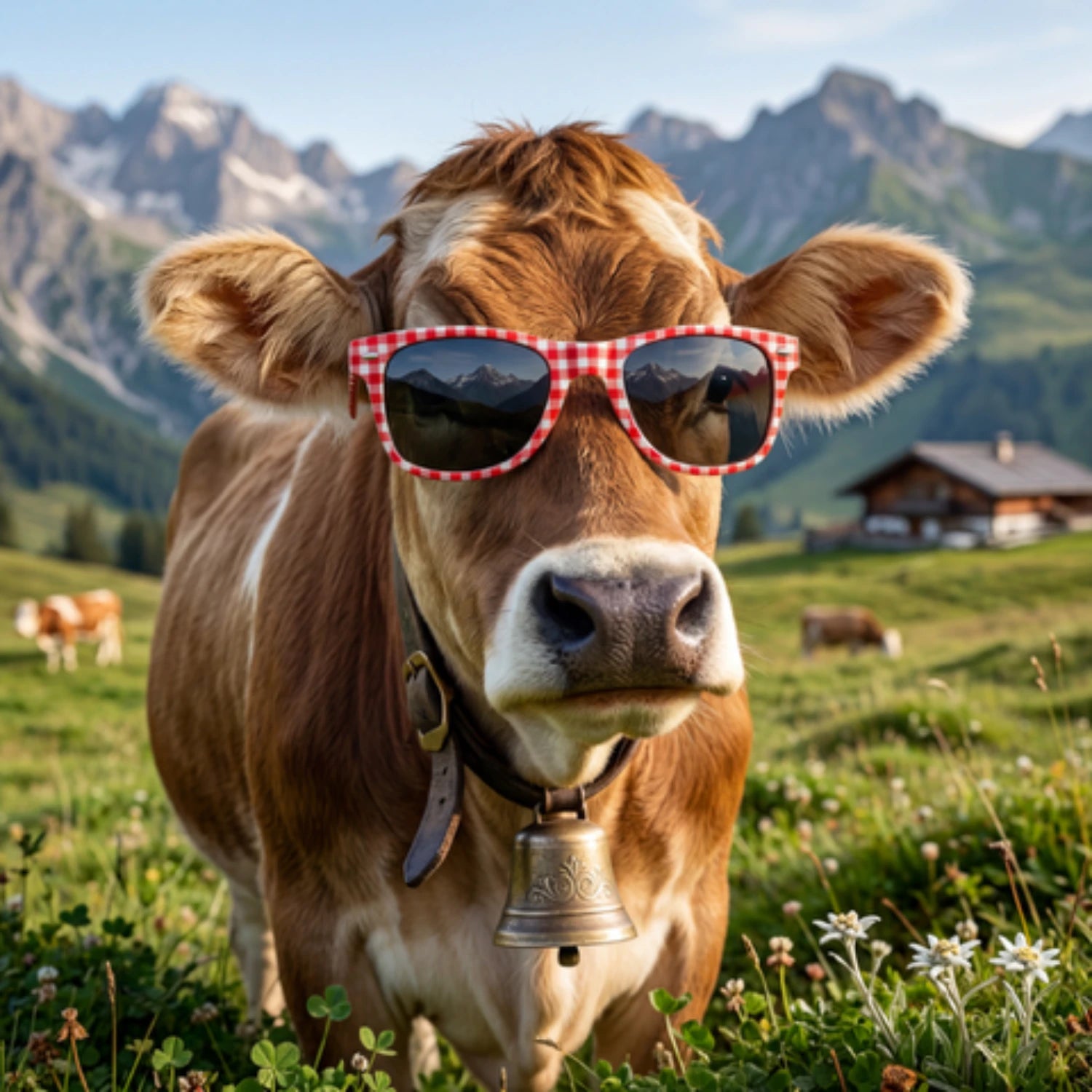 Karo Sonnenbrille rot Kuh #Farbe_Rot