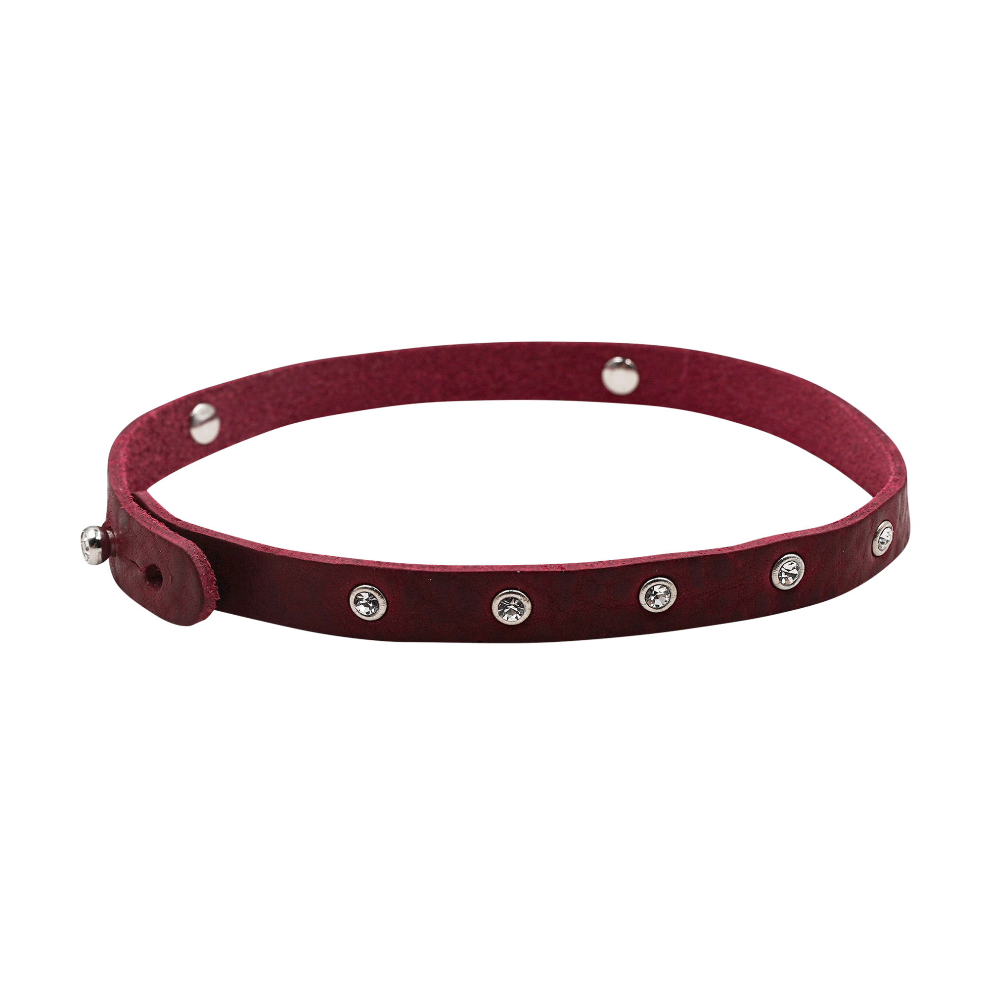 Lederarmband Strass Steine rot für Damen Tracht #Farbe_Dunkelrot
