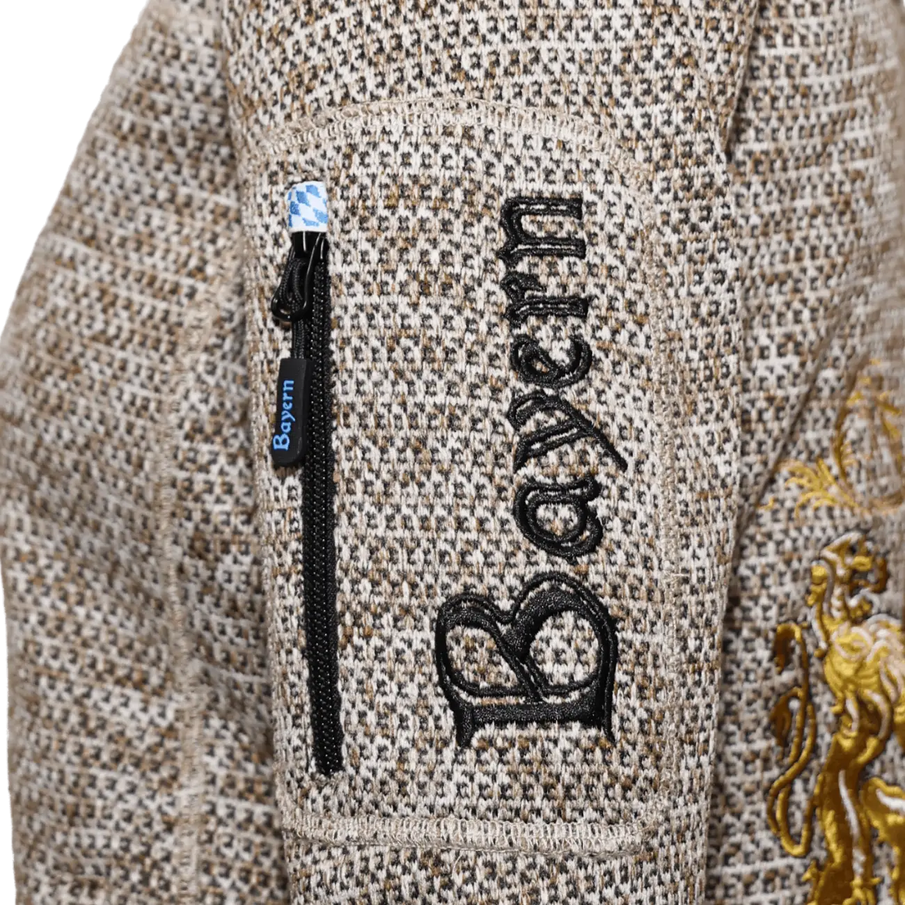 Oberarm Tasche Bayern Kultjacke #Farbe_Hellbraun-Strick