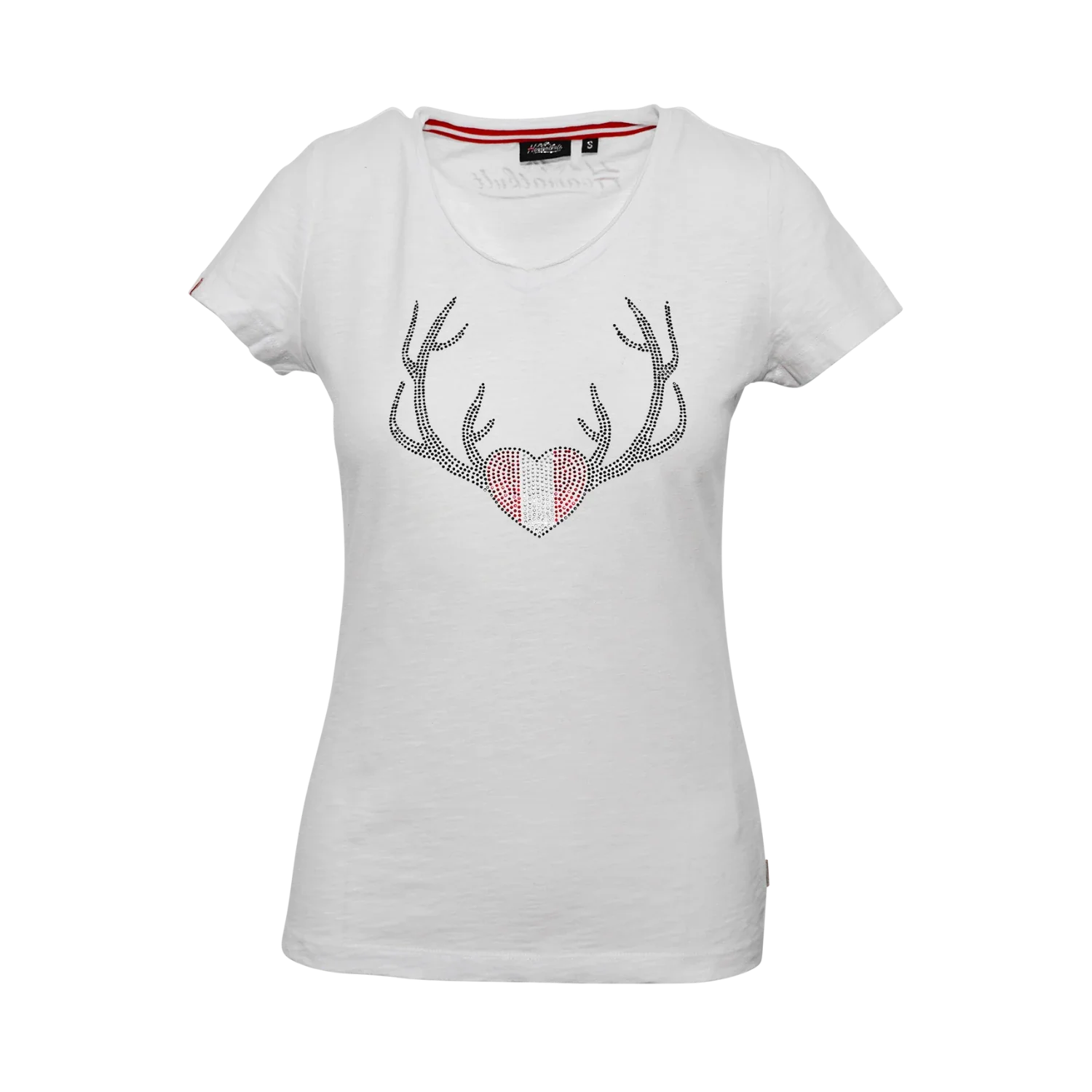 Österreich Glitzer T-Shirt Damen weiß Geweih #Farbe_Weiß