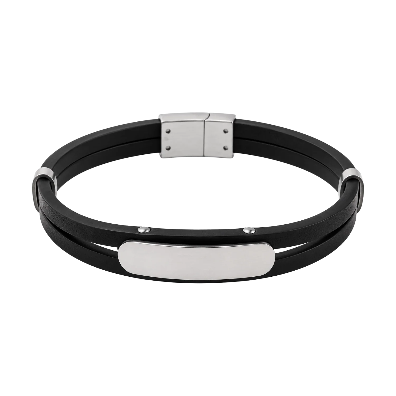 Personalisierbares Echtleder Edelstahl Armband für Herren
