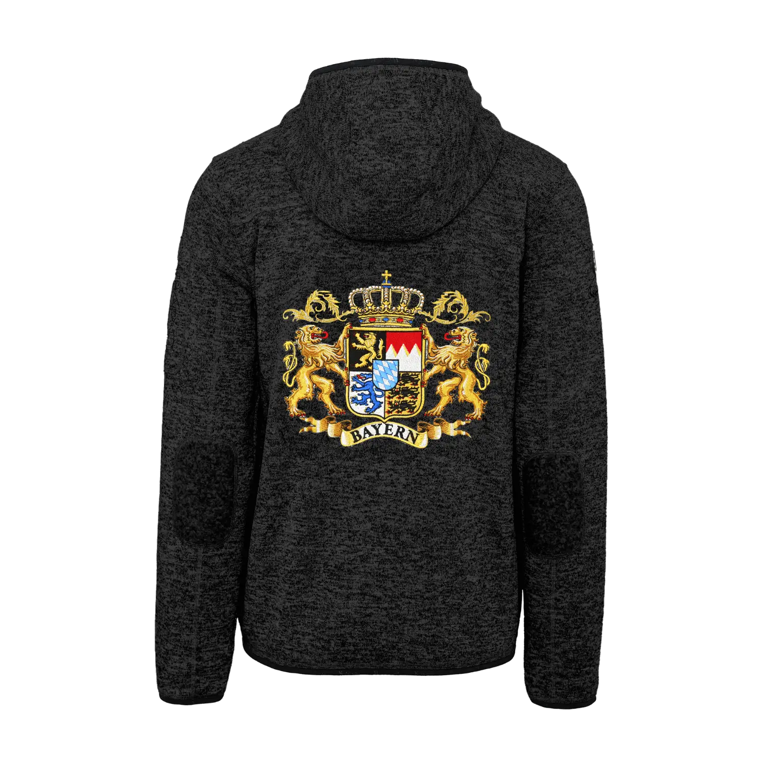 Schwarze Bayern Strickfleece Jacke #Farbe_Schwarz