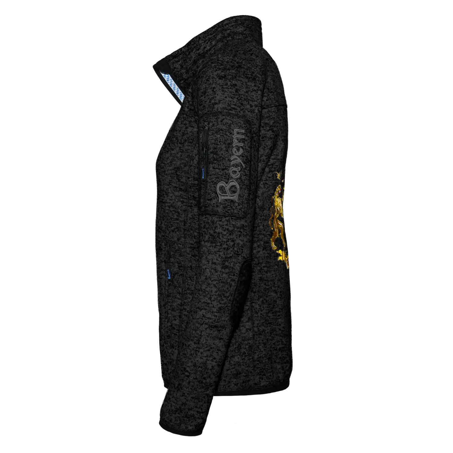 Schwarze Damen Strickfleece Jacke #Farbe_Schwarz