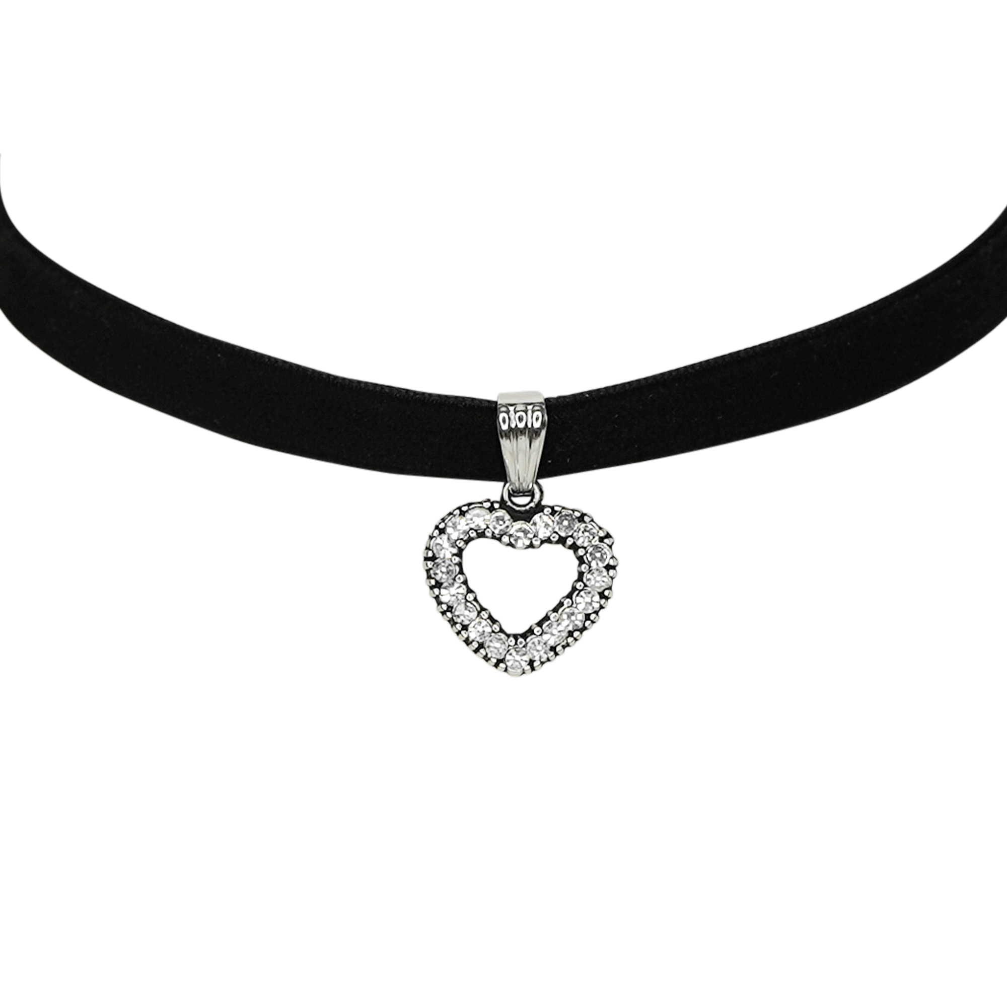 Schwarze Halskette Herz mit Swarovski Steine #Farbe_Schwarz