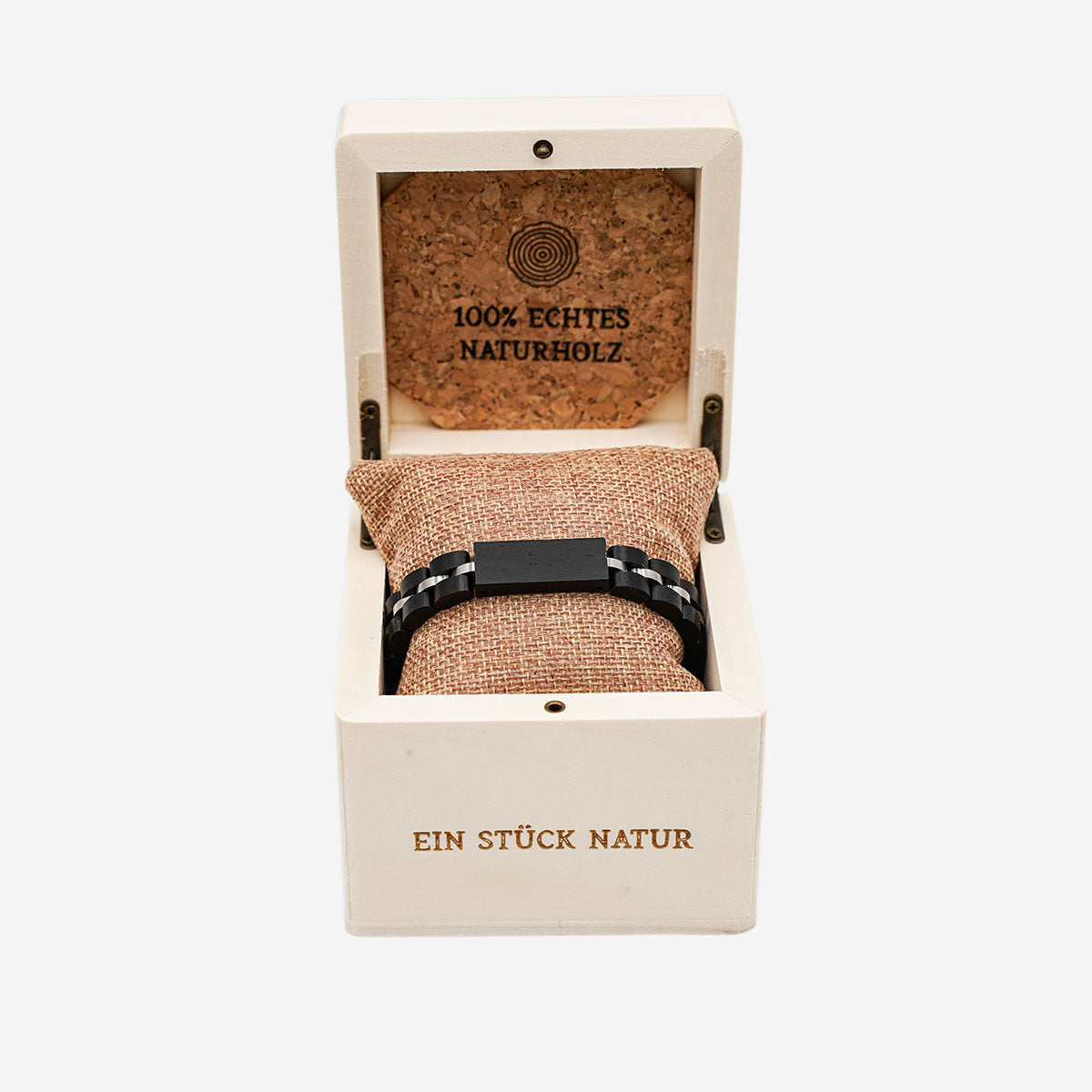 Schwarzes Armband aus Echtholz #Farbe_Blau