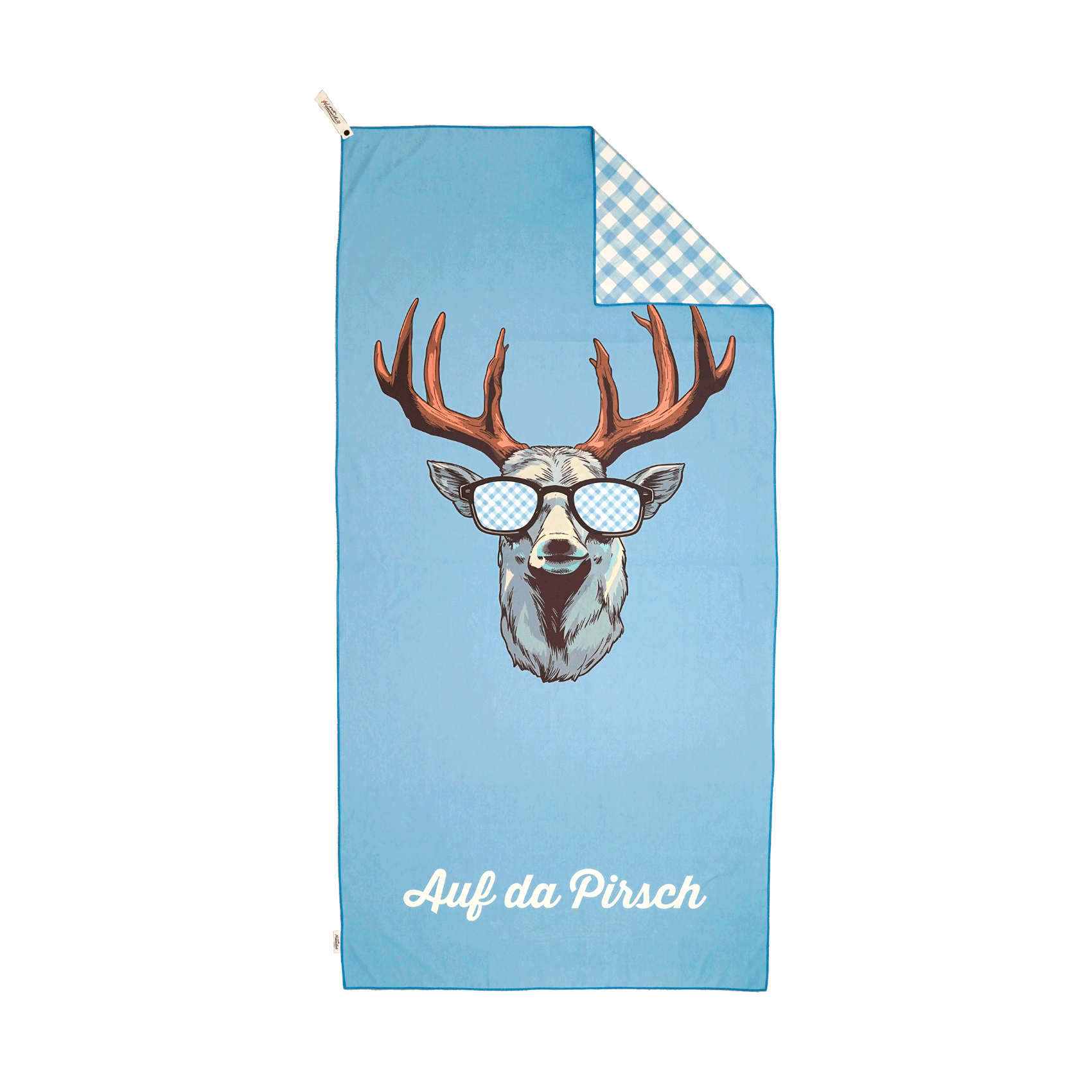 Strandtuch Hirsch Motiv blau