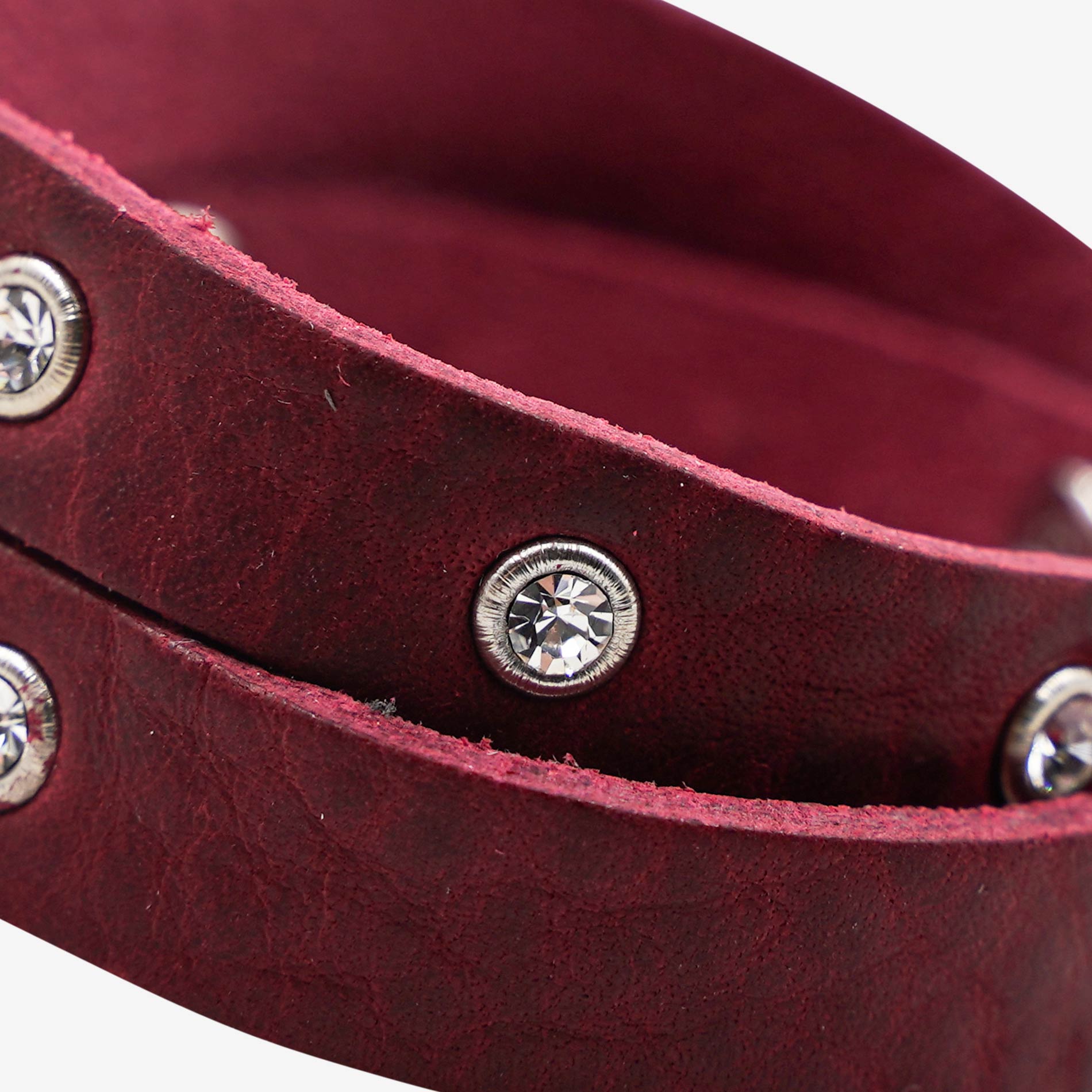 Strass Steine Lederarmband für Damen Dirndl Lederhose #Farbe_Dunkelrot