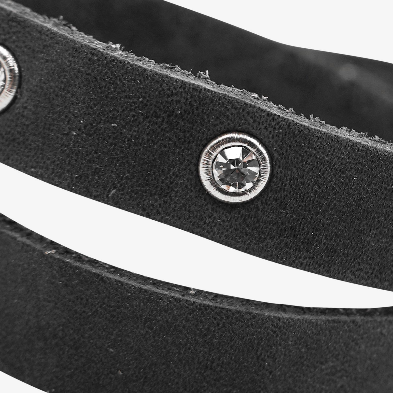 Strass Steine Lederarmband für Damen Tracht #Farbe_Schwarz