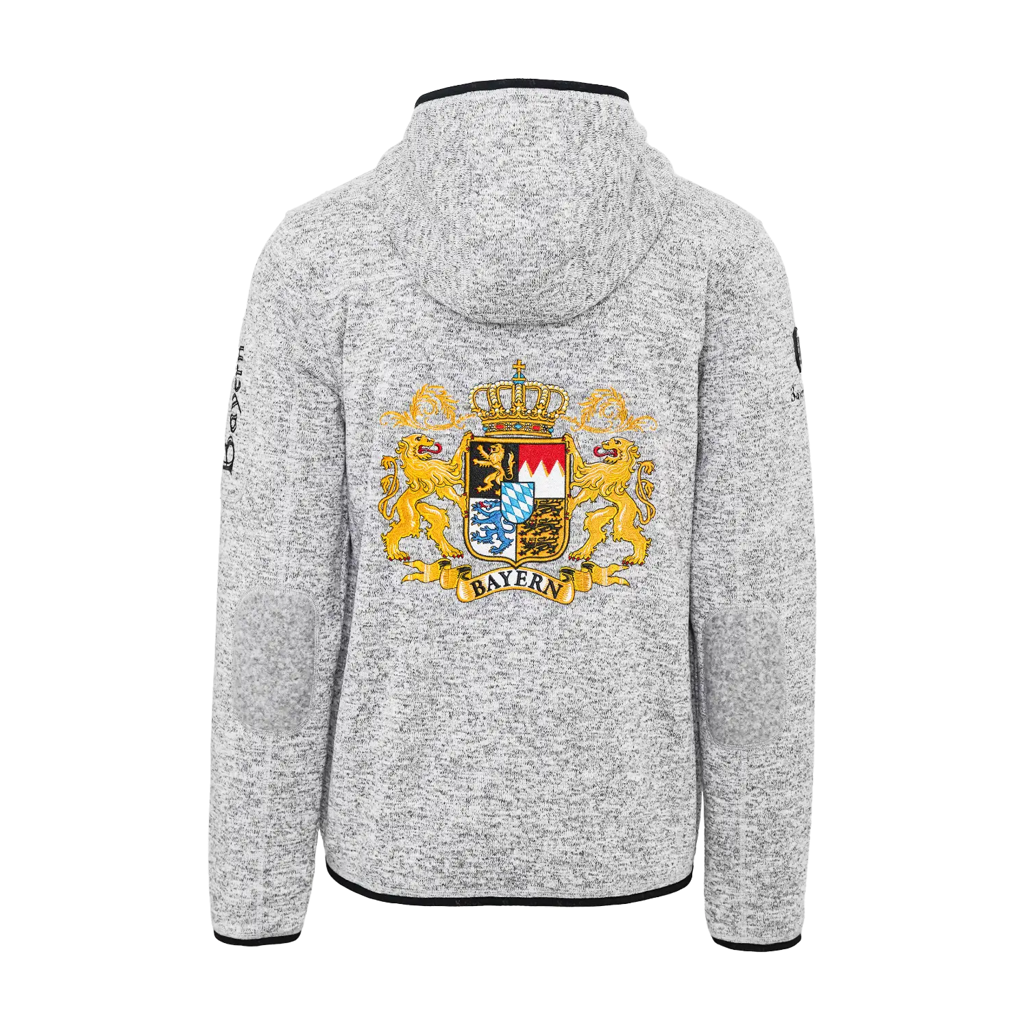 Strickfleece Jacke hellgrau Herren Bayern Wappen #Farbe_Hellgrau