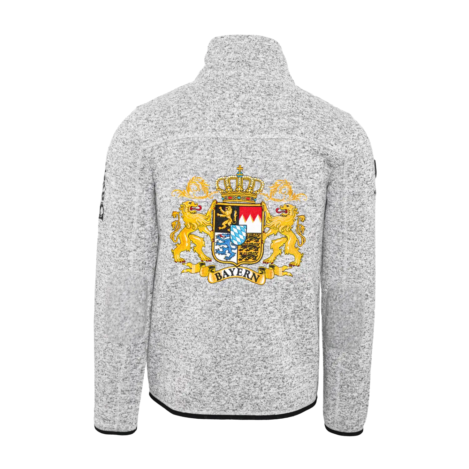Strickfleece Jacke ohne Kapuze Herren Bayern Stickerei#Farbe_Hellgrau