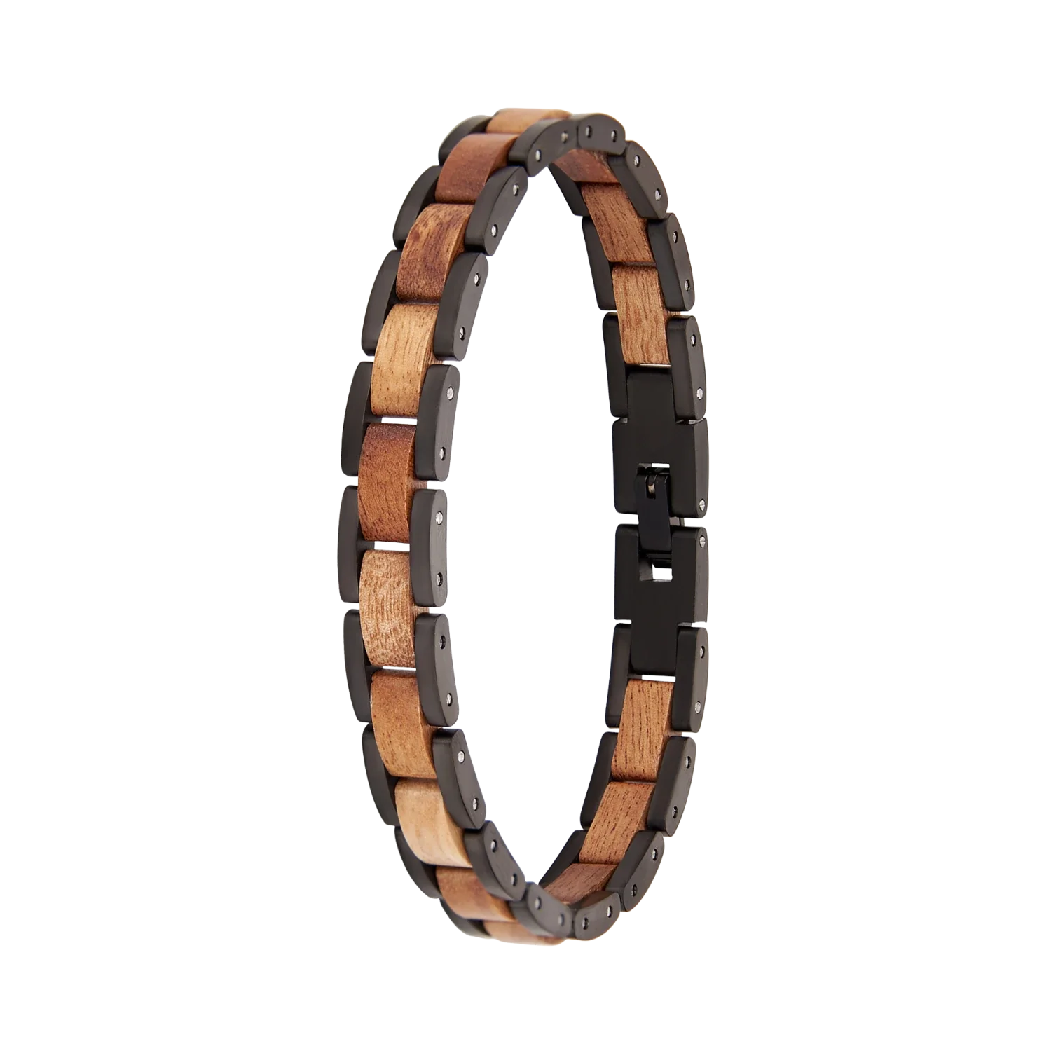 Walnuss Armband Edelstahl schwarz