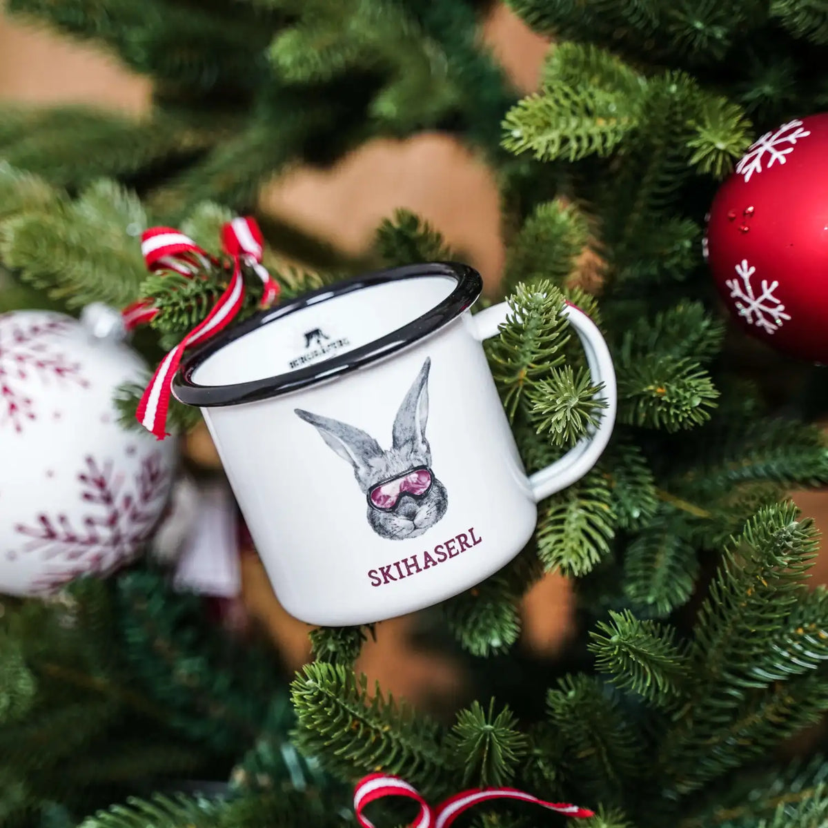 Skihaserl Emaille Tasse