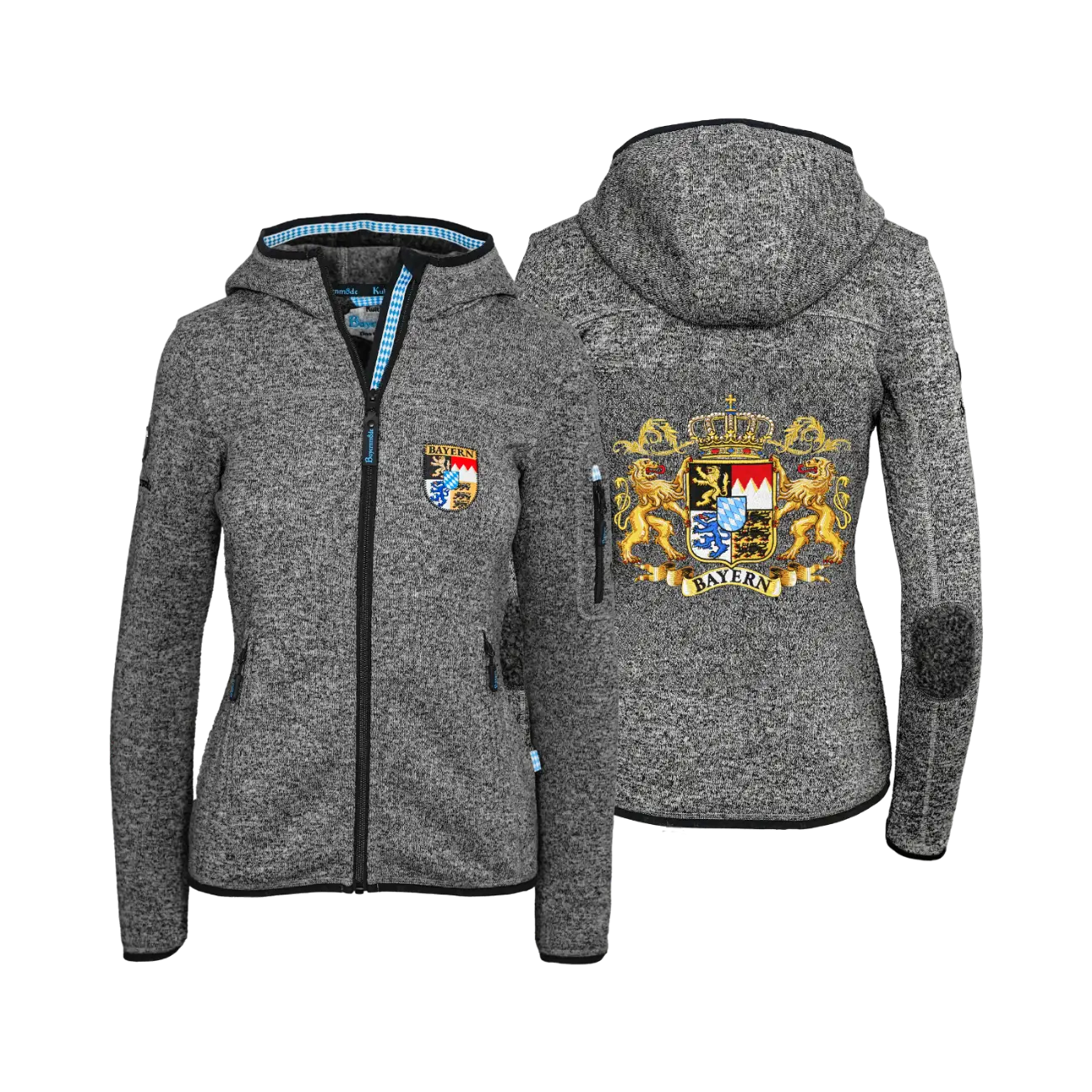 Bayern Fleece Jacke mit Kapuze Damen #Farbe_Dunkelgrau