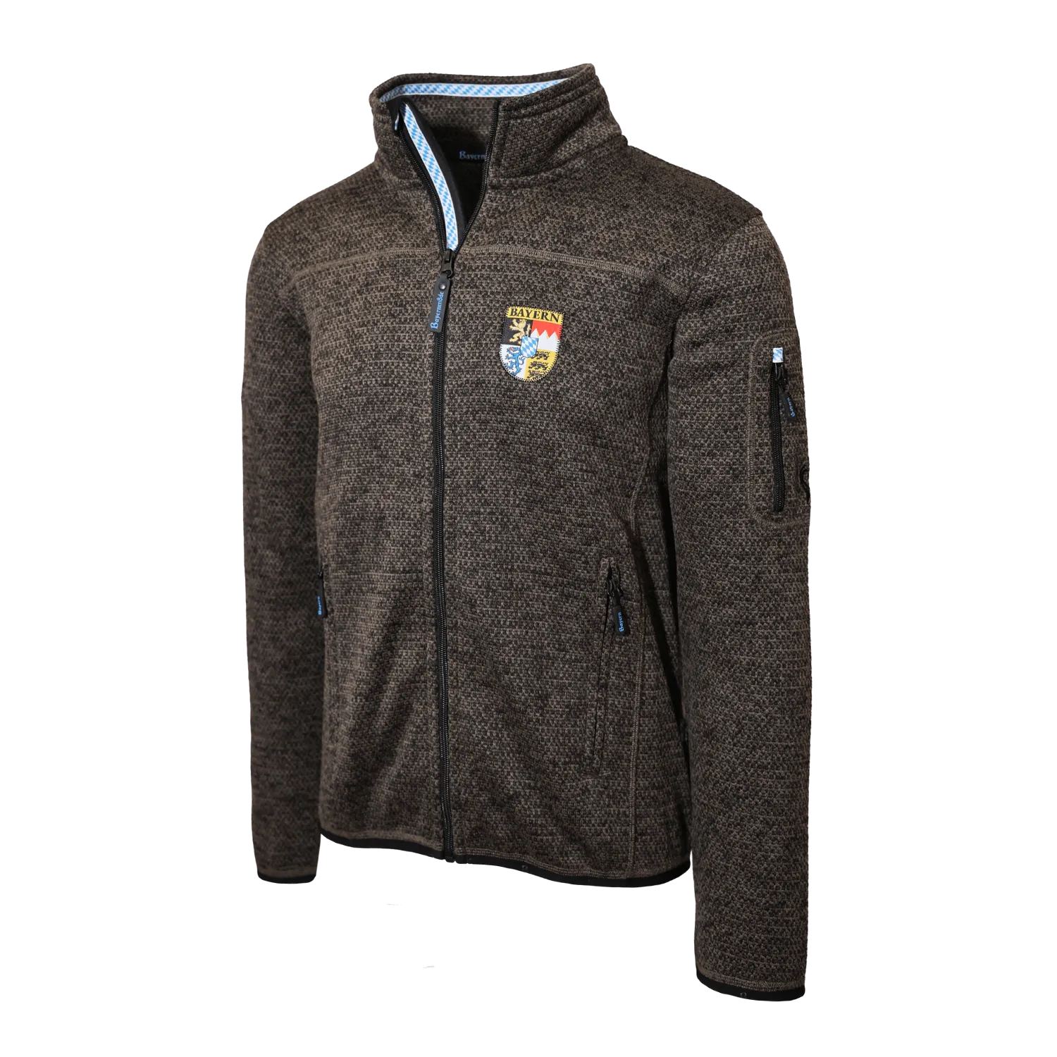 Bayern Motiv Strickoptik Jacke braun Herren #Farbe_Dunkelbraun-Strick